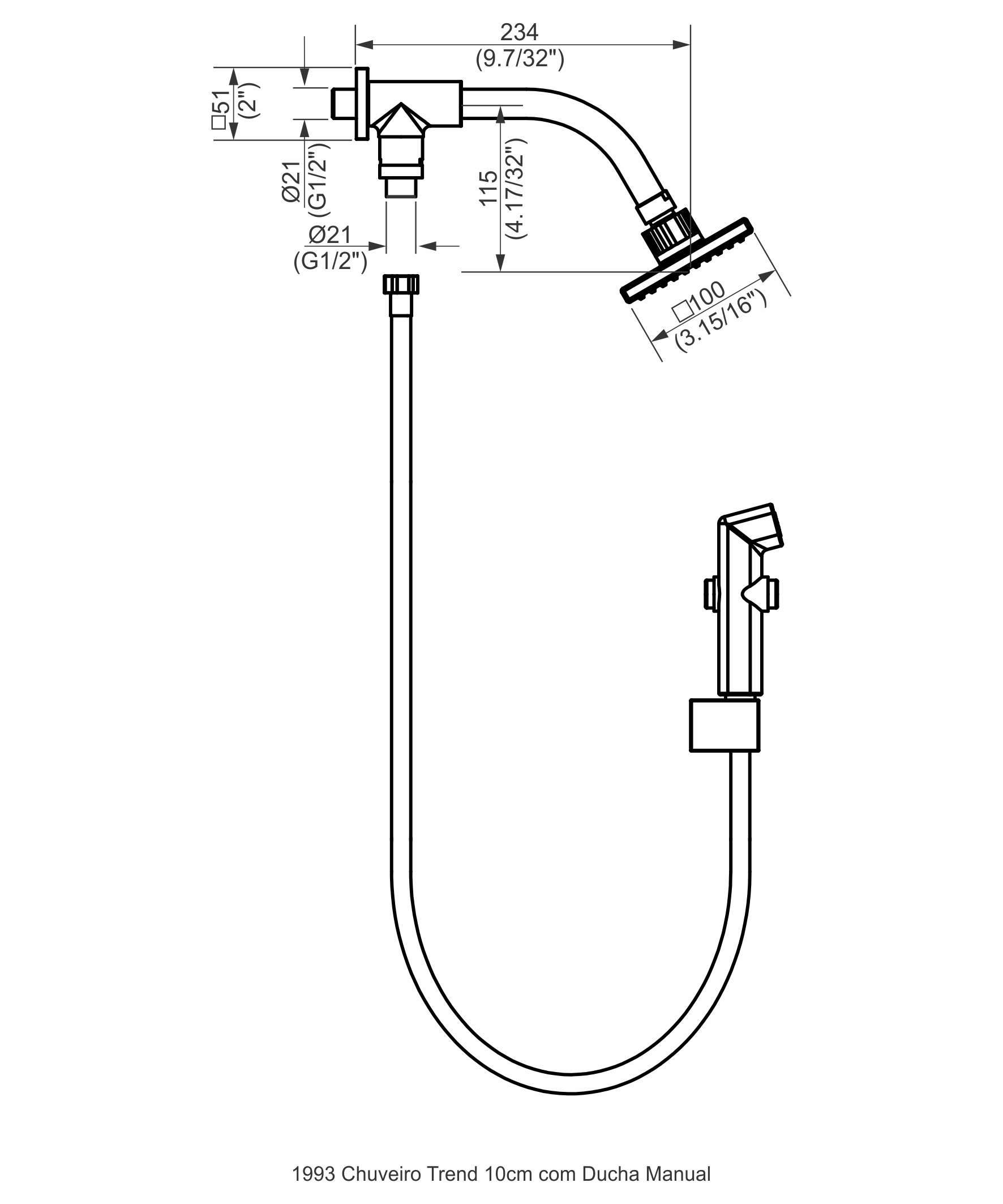 12305710 - 1993 C83 - Chuveiro Trend 10cm com desviador ducha manual