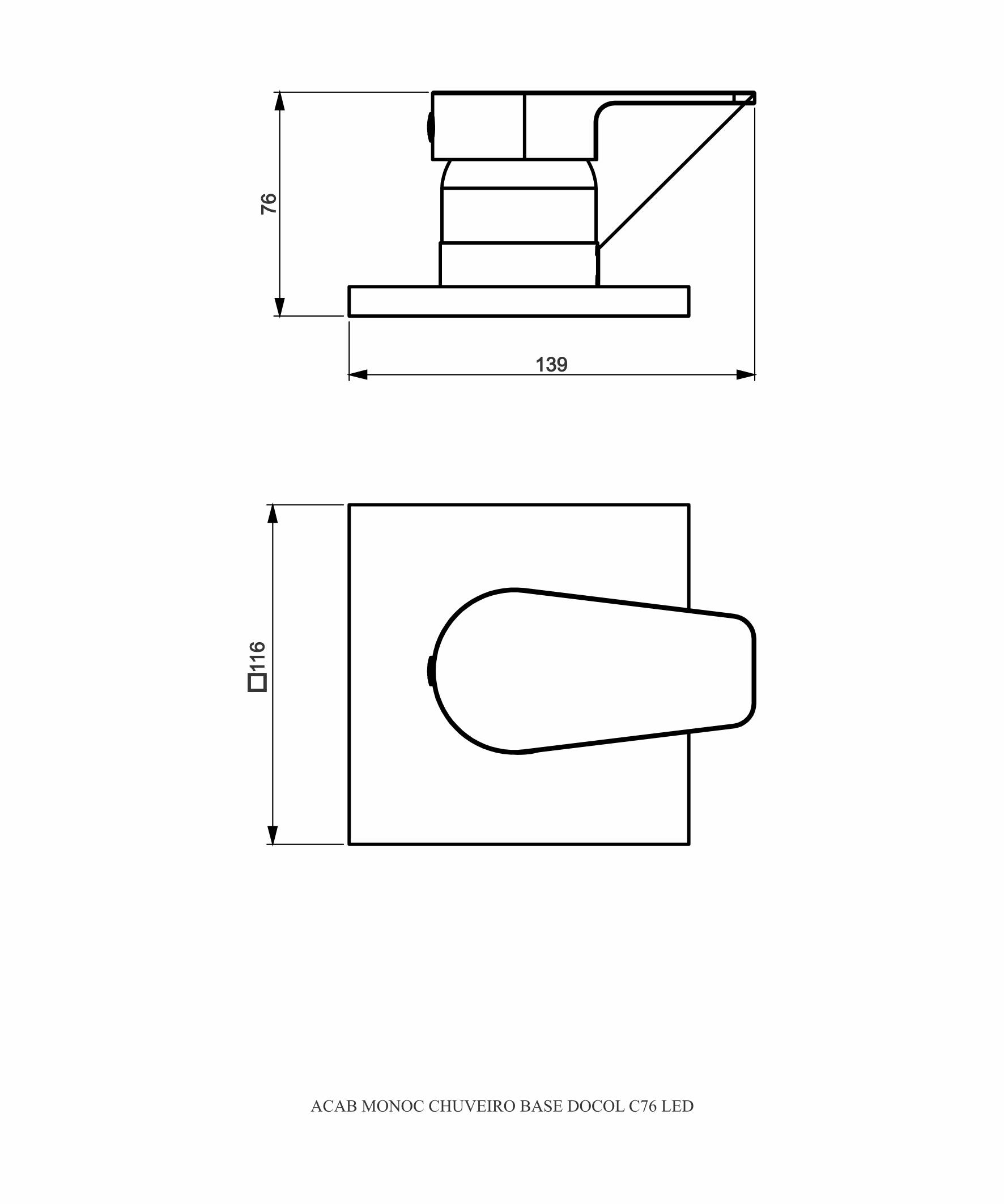 12521310 Acabamento monocomando alta pressao base 1 2 docol Led