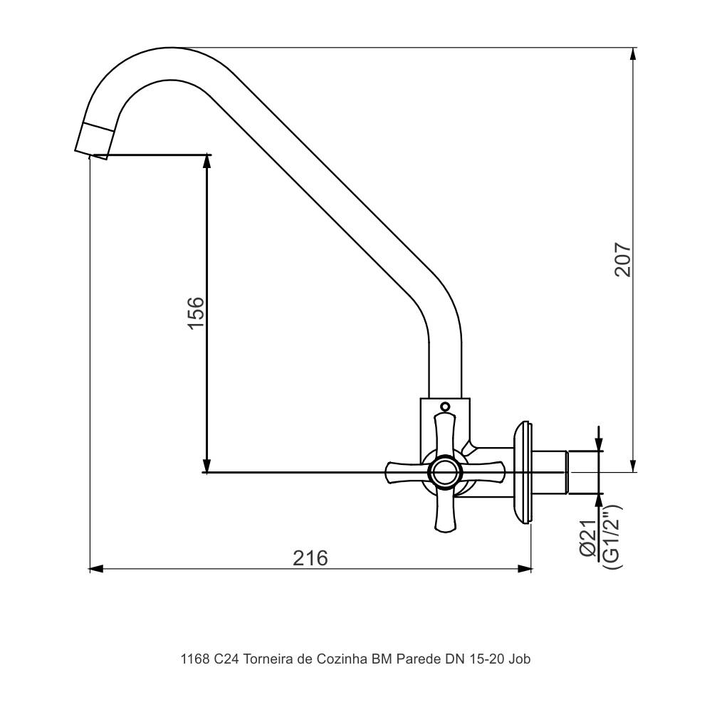 10755510 - 1168 C24 - Torneira para cozinha parede - Job
