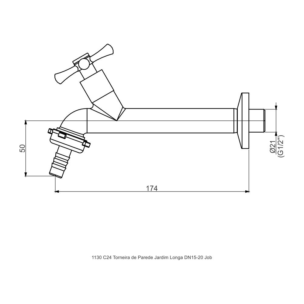 10756110 - 1130 C24 - Torneira de parede para jardim longa - Job