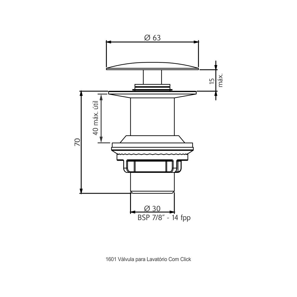 11302910 - Valvula para lavatório 7.8 click - desenho